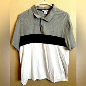Used L Navy blue, white & gray Calvin Klein short sleeve polo shirt
